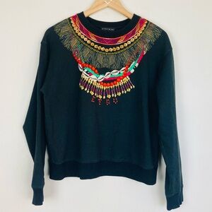 Etro bead and feather print sweatshirt. Beaded details. Size 42 (US size 6)